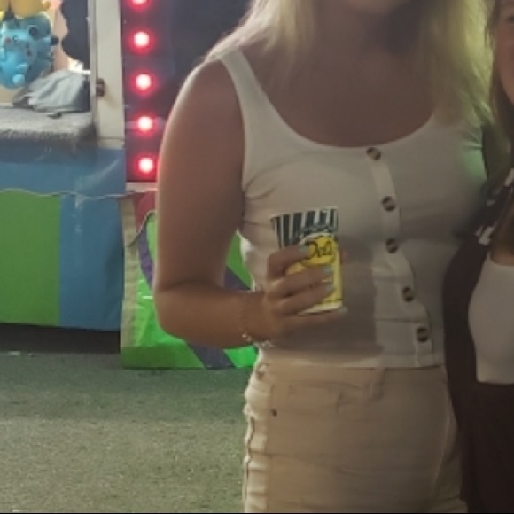 White Ribbed Button Tank Size XL - Picture 3 of 3